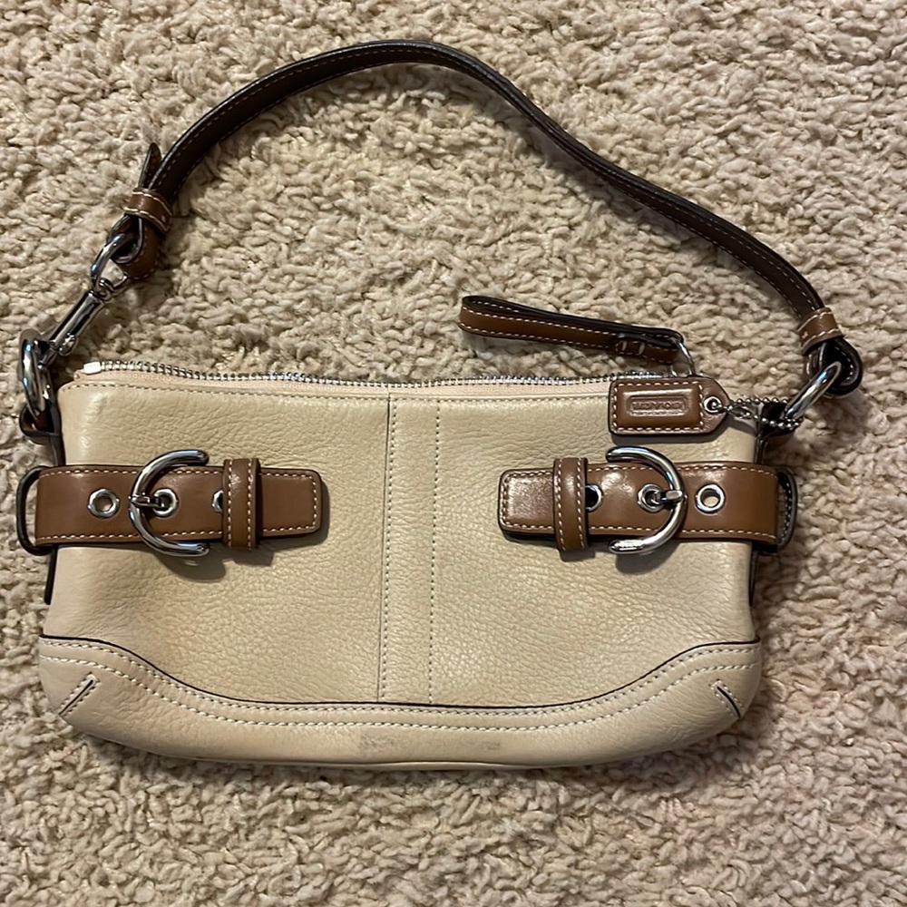 Small Coach cream and brown leather handbag.